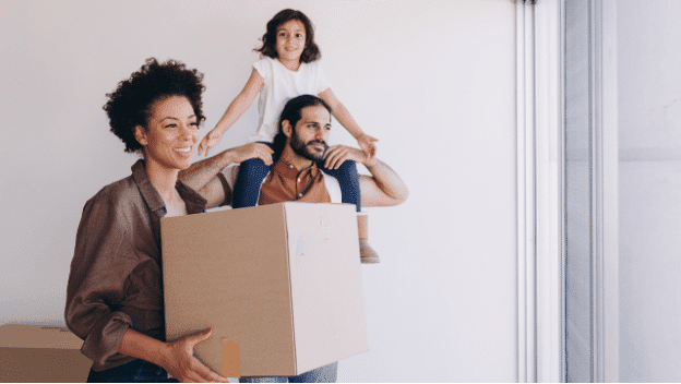 woman moving boxes